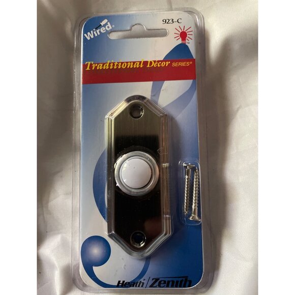 Heath/Zenith Wired Lighted Pewter Finish Doorbell Push Button 923-C - Picture 7 of 15